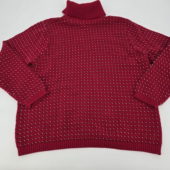 Karen Scott Women's XL Red Knit Turtle Neck Sweater Christmas Valentines. (1132) - Picture 4 of 7